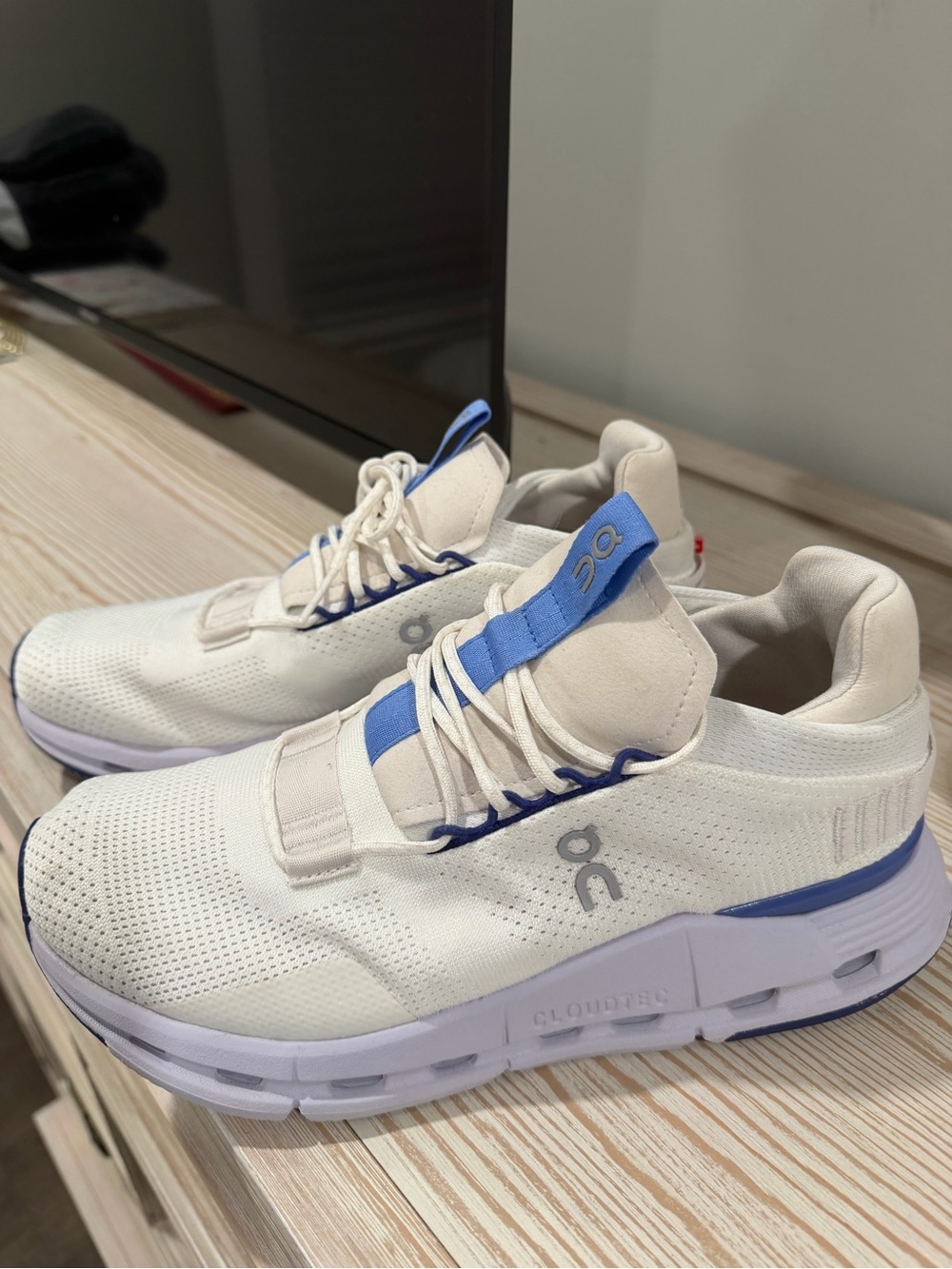 On Running Women’s White and Blue Cloudswift Sneakers